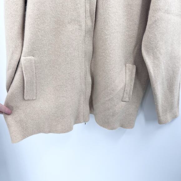Custom Beige Cashmere Zip Front Cardigan Sweater Womens XL - Picture 3 of 4